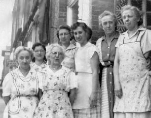Hazel and her employees at Kezar's Cafe, Durand, WI - 1952